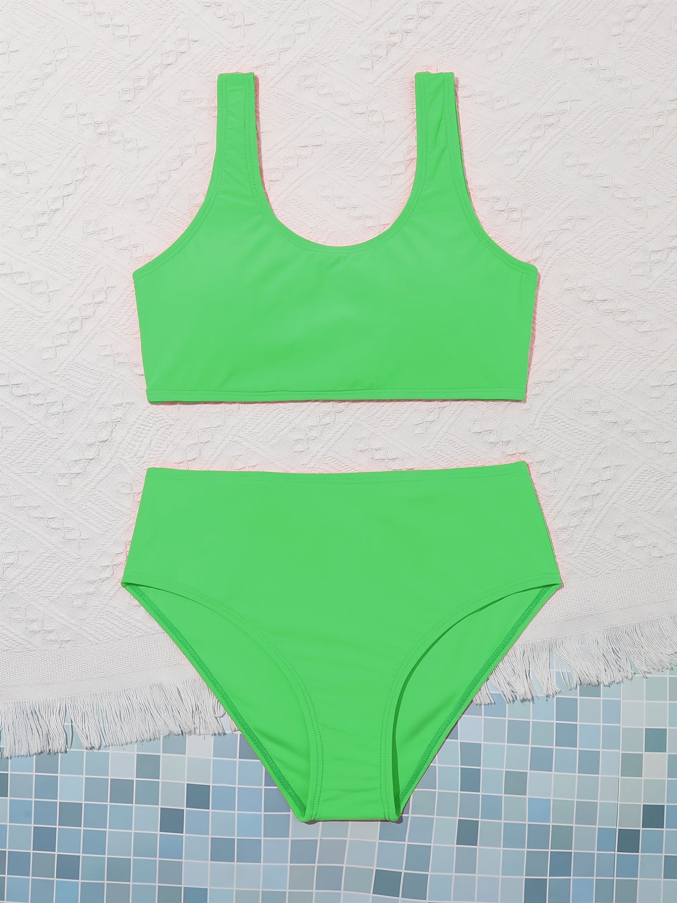 Girl's Bikini Set Tank Top & Briefs Swimsuit Quick Drying Stretchy Bathing Suit