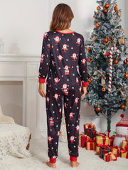 Christmas Print Pajama Set Long Sleeve Top & Pants Women's Sleepwear