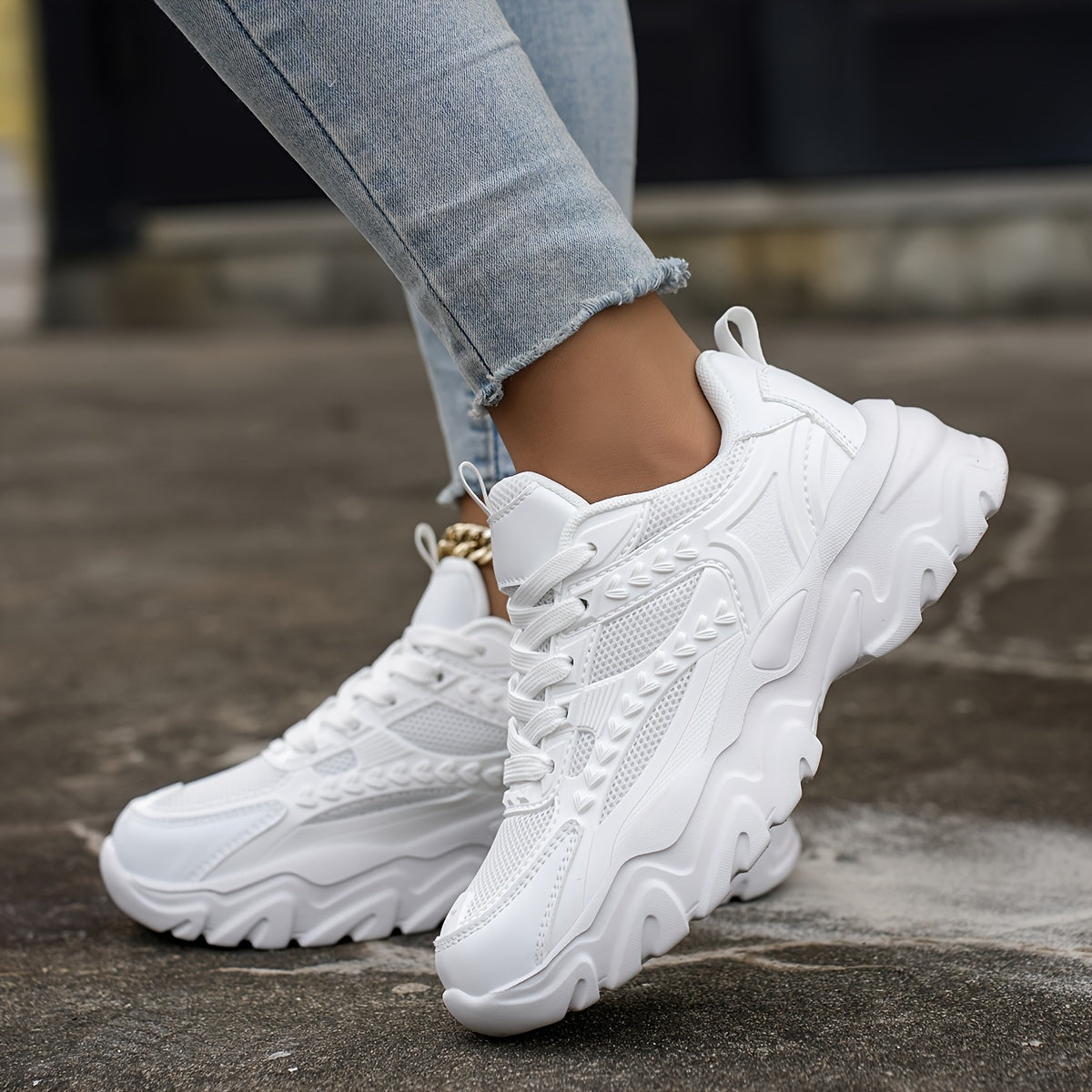 Women's Breathable Heighten Chunky Sneakers Casual Lightweight Running Shoes