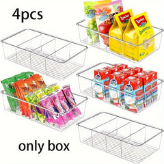 4pcs Divided Storage Box Desktop Convenience Clear