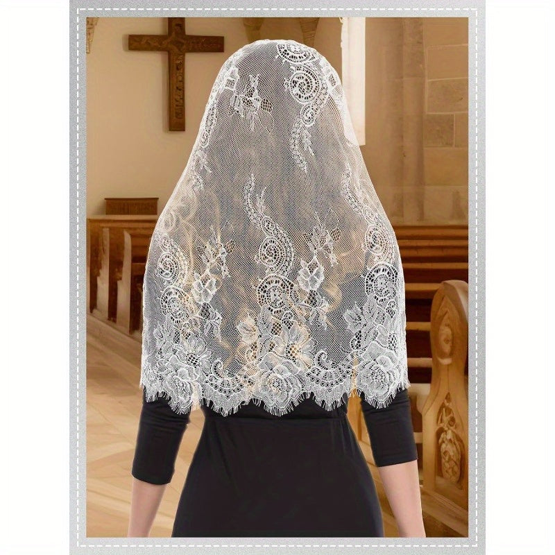 Lace Veil Soft Floral Design for Church Weddings