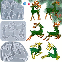 3Pcs Christmas Elk Molds for Resin Casting