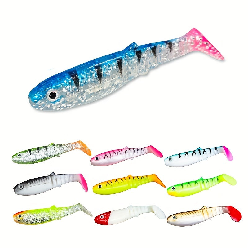 3pcs Soft Bait T Tail 3D Eyes Earthworm Soft Lure Artificial Silicone Bait