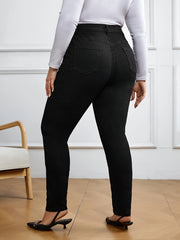 Plus Solid Button Fly High Rise High Stretch Skinny Jeans