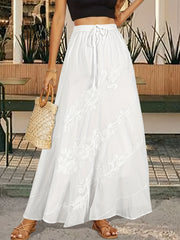 Embroidered Drawstring Waist Skirt for Beach Wear