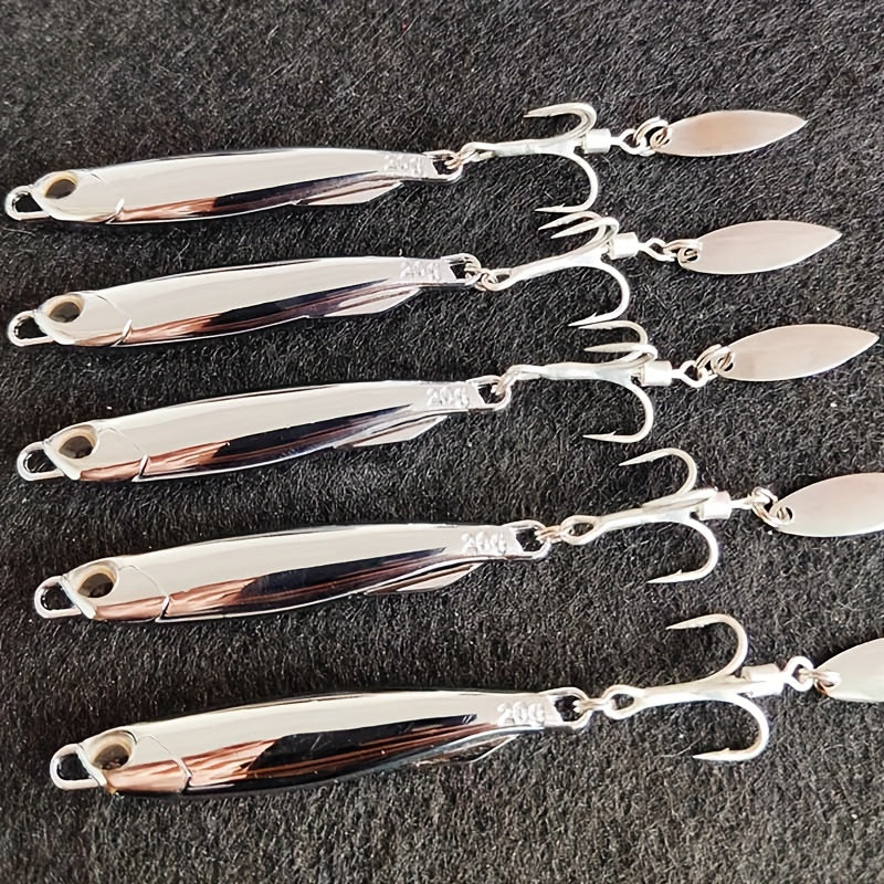 5pcs Electroplated Jigbaits with Rotating Sequin Sea Fishing Tackle 15g 20g 30g