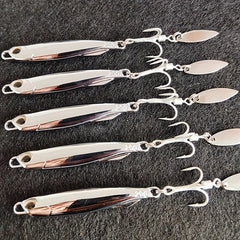5pcs Electroplated Jigbaits with Rotating Sequin Sea Fishing Tackle 15g 20g 30g