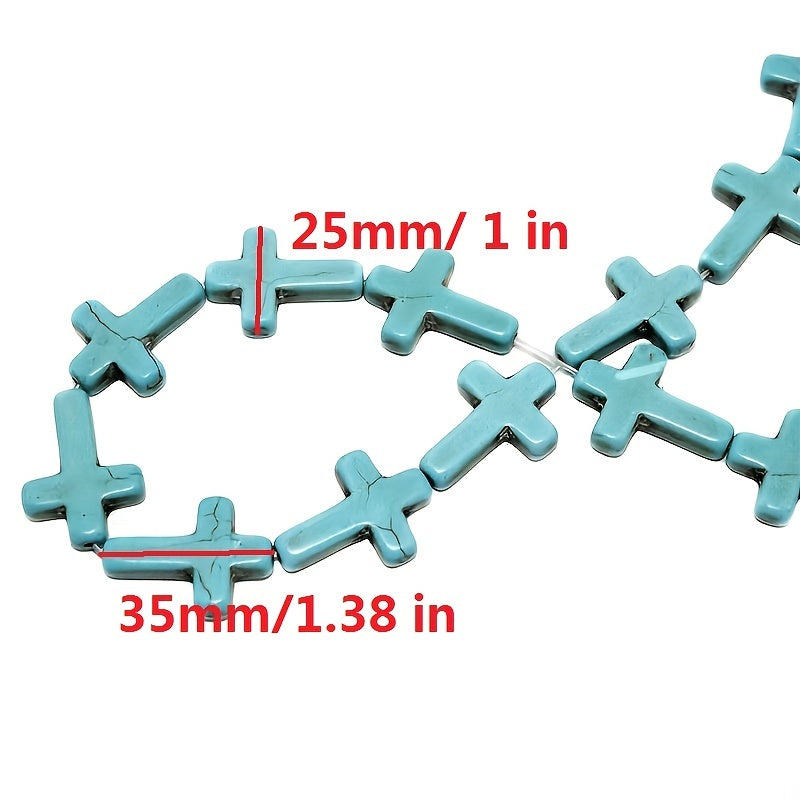 12pcs Turquoise Big Cross Beads 25 35mm