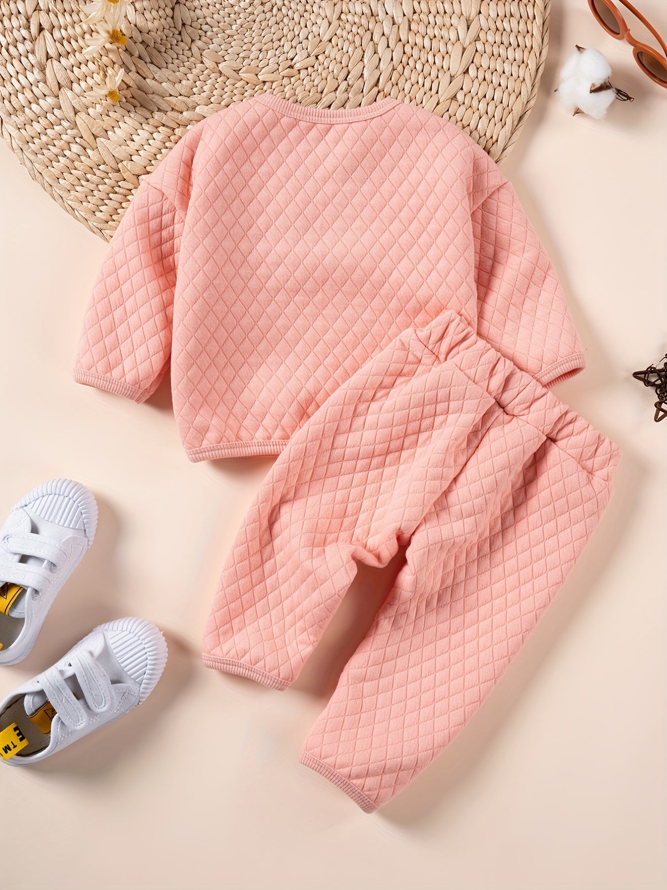 Baby Bear Pattern Pullover Top & Pants Set