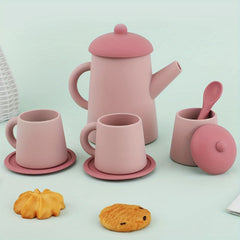 TYRY HU Silicone Tea Party Set for Little Girls Kids Toddlers Tea Set
