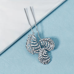 Bridal Rhinestone U Shaped Hairpin Hair Accessories Leaf Rhinestone Insert Pin