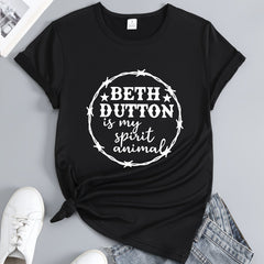 Printed Round Neck T shirt Short Sleeves Activewear