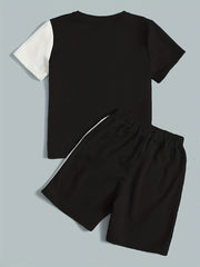 Boys Casual Block Letter Graphic Print T-shirt & Shorts Set