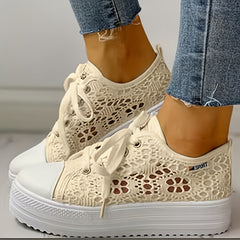 Women's Hollow Out Lace-Up Platform Walking Shoes
