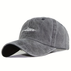 Men's Shark Pattern Washed Baseball Cap Casual Sun Hat