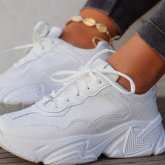 Women's Chunky Platform Sneakers Lace Up Casual Walking Shoes