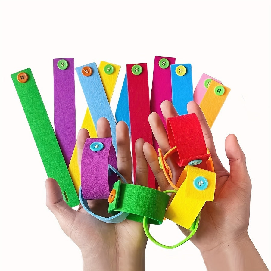 Colorful Felt Cloth Fastening Toy Button Bracelets for Kids Educational Toy