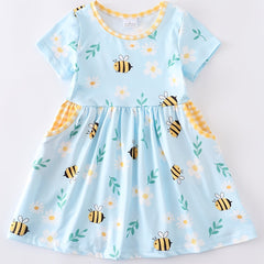 Toddler Girls Bee Floral Print Dress With Pocket