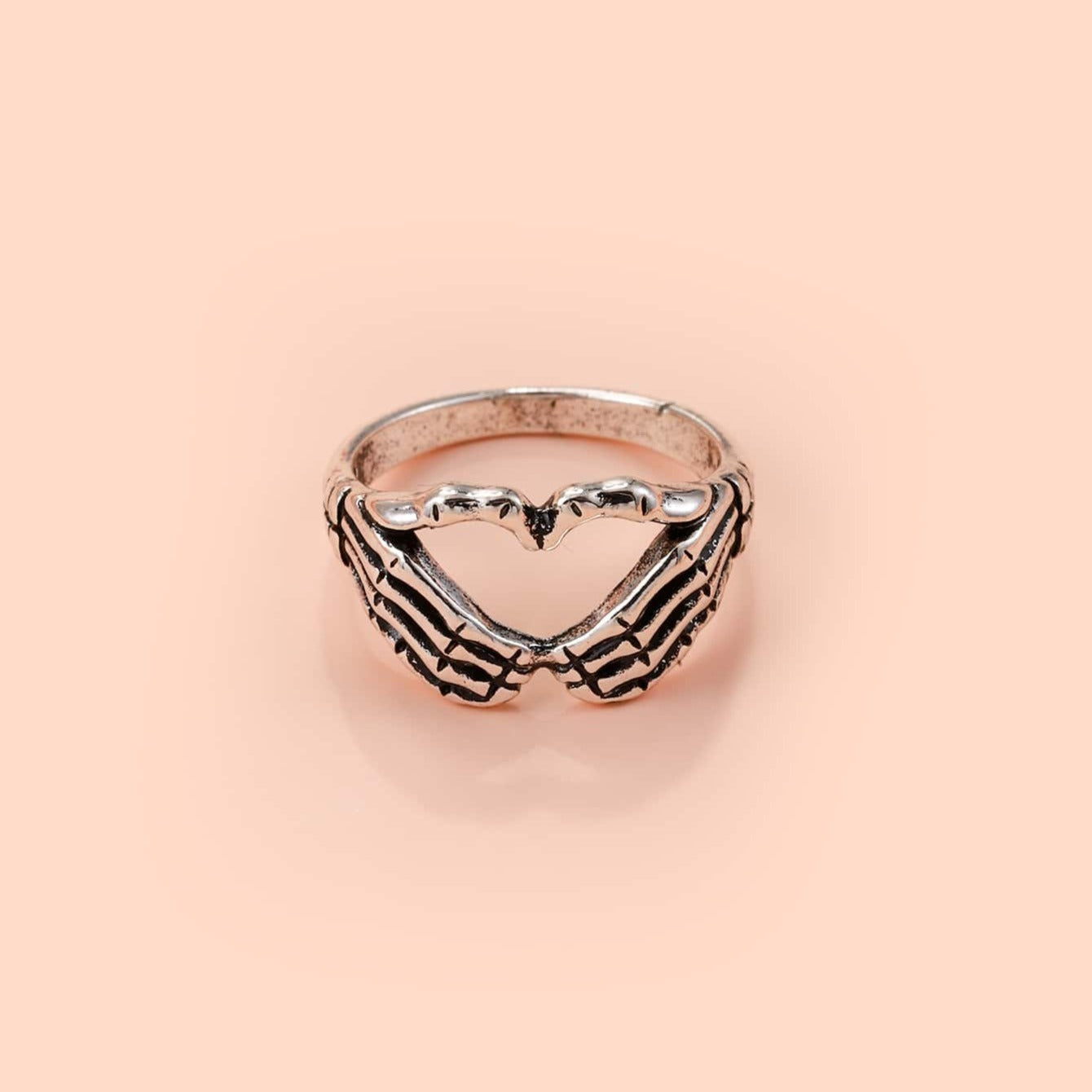Halloween Skull Heart Gesture Ring