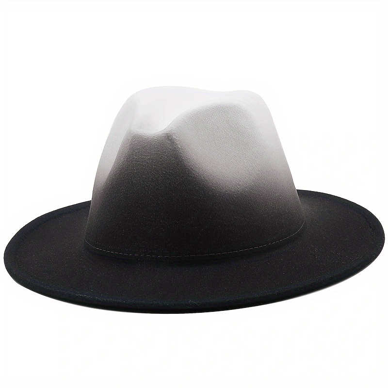 Gradient Wide Brim Fedora Hat For Sunshade