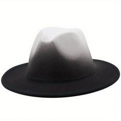 Gradient Wide Brim Fedora Hat For Sunshade