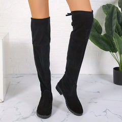 Women's Chunky Heel Over The Knee Boots Lace Up Comfortable Boots