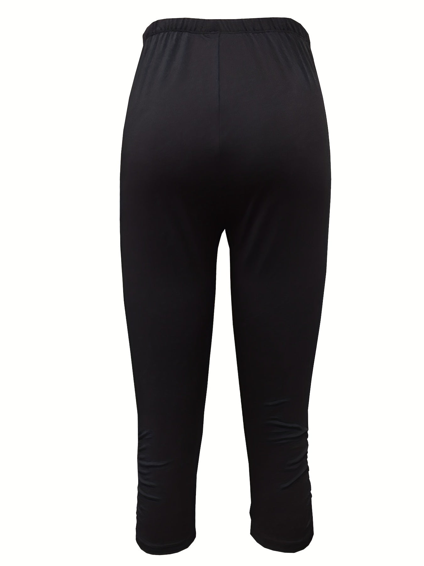 Ruched Skinny Capris Leggings Elastic Waist Crop Leggings