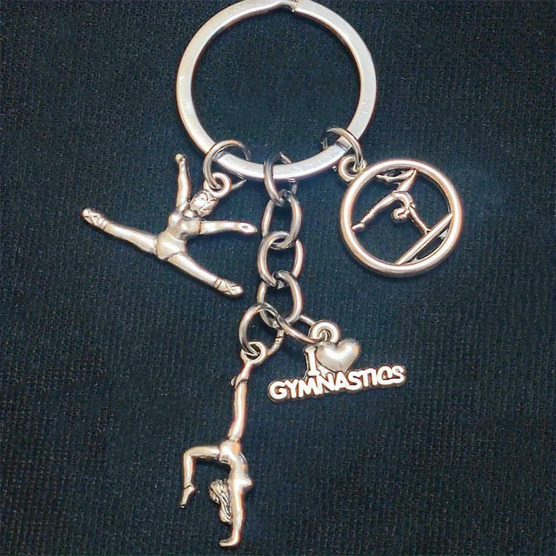 I Love Gymnastics Key Chain For Women - Gymnasts' Alloy Keychain