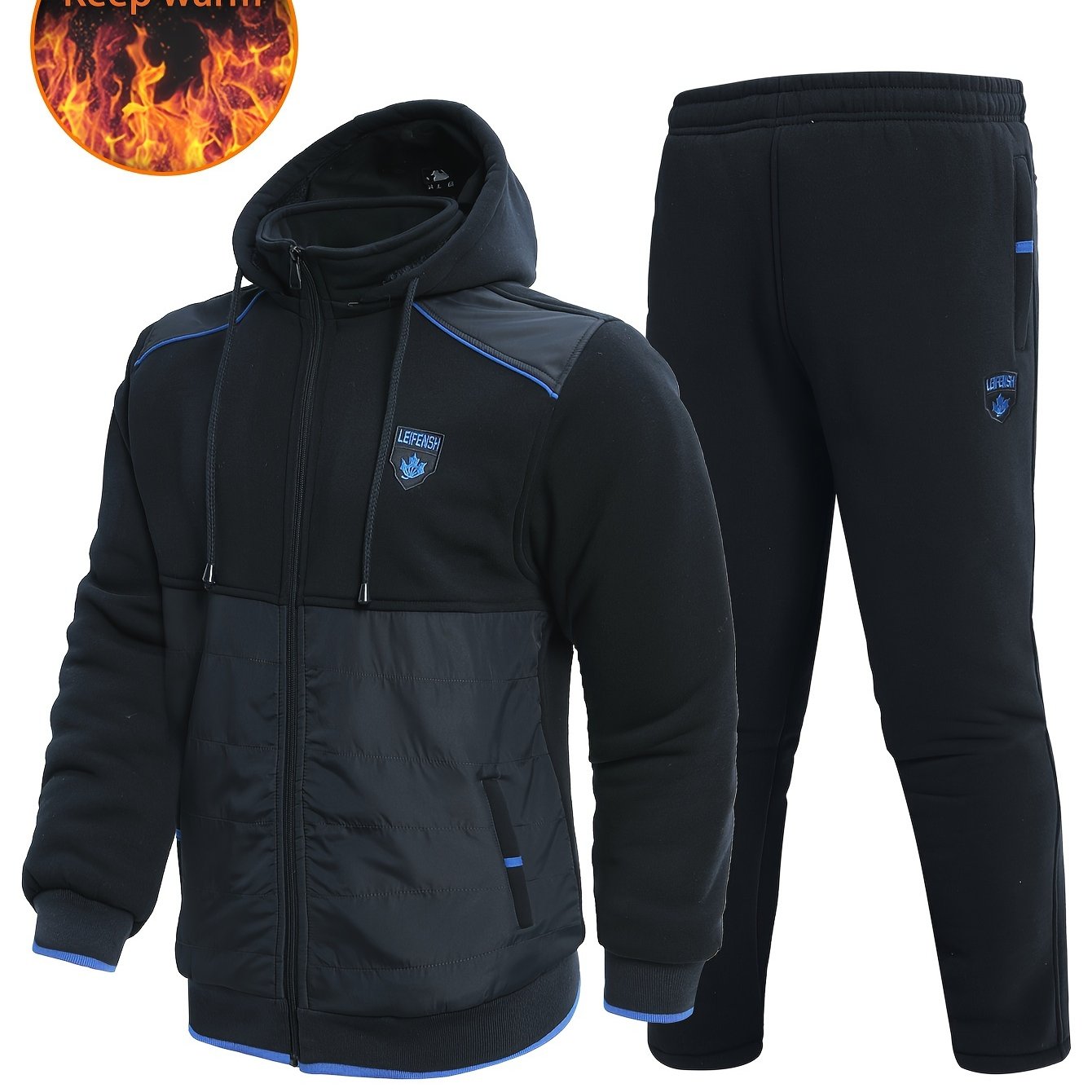 Men's 2 Piece Hooded Fleece Jacket & Sweatpants Set