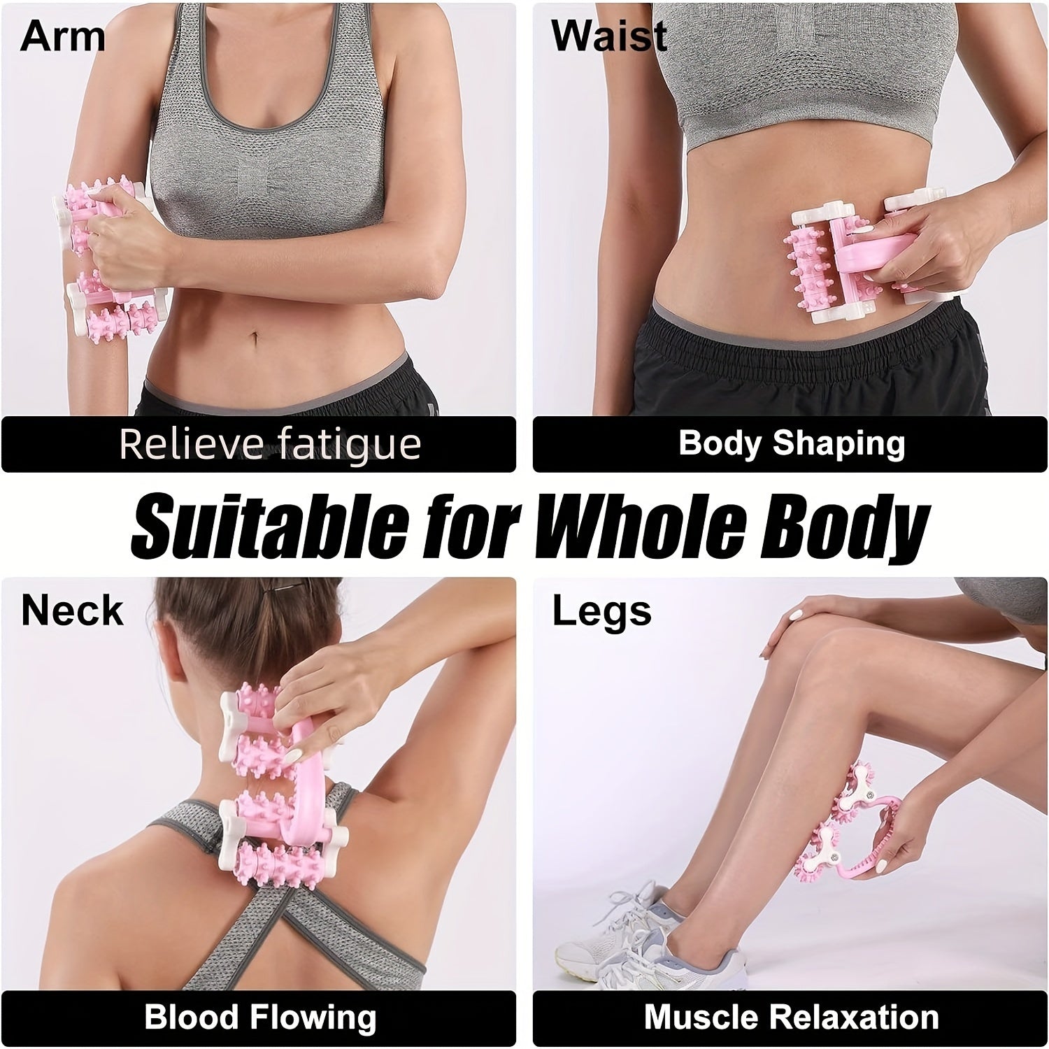 Deep Tissue Muscle Roller for Body Massage with 4 Wheels