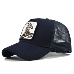 Horse Embroidery Baseball Cap Mesh Peaked Sun Hat