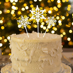 3pcs Snowflake Cake Toppers Birthday Party Decoration