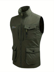 Cargo Vest Men's Zip Up Stand Collar Outwear