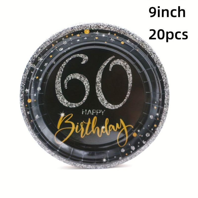 60th Birthday Party Supplies - Cheers To 60 Years Disposable Paper Plates