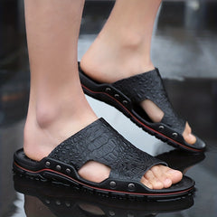 Men's Non Slip Slides Wear Resistant Comfy Beach Shoes Summer