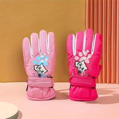Children's Full Finger Skiing Gloves - Windproof & Waterproof