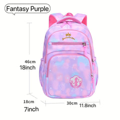Princess School Backpack Lightweight Waterproof Large Capacity