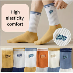 5 Pairs Men's Deodorant Mid Calf Socks for Autumn and Winter