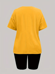 Casual Short Sleeve T shirt & Biker Shorts Outfits Women's Clothing