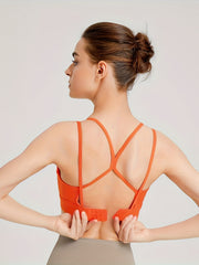 Women's Shockproof Sports Bra Round Neck Yoga Fitness Bra