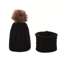 Baby Knitted Hat & Neck Warmer Set for 0-4 Years