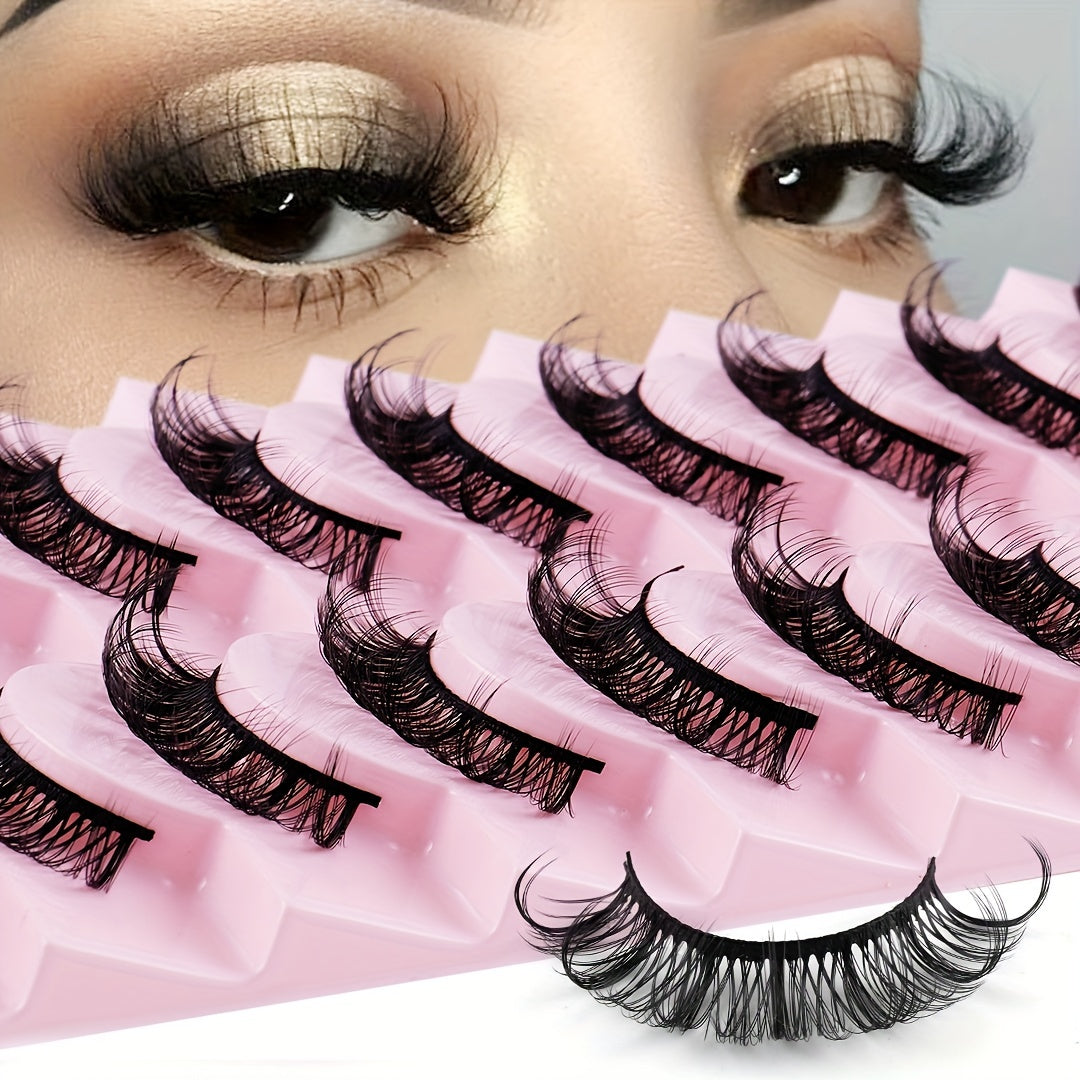 10 Pairs Fluffy Thick False Eyelashes Natural Volume Soft Long Full Strip Lashes