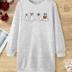Ghost Halloween Sweatshirt Dress for Girls
