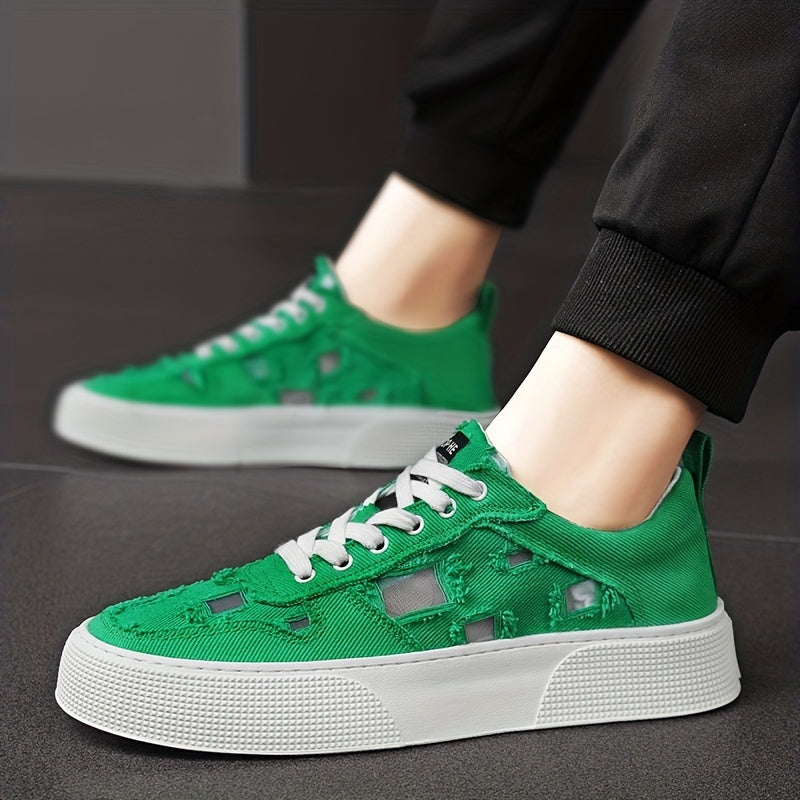 Men's Canvas Shoes Solid Lace up Skate Shoes Walking Sneakers