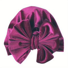 Striped Velvet Bow Baby Hat for Daily Life