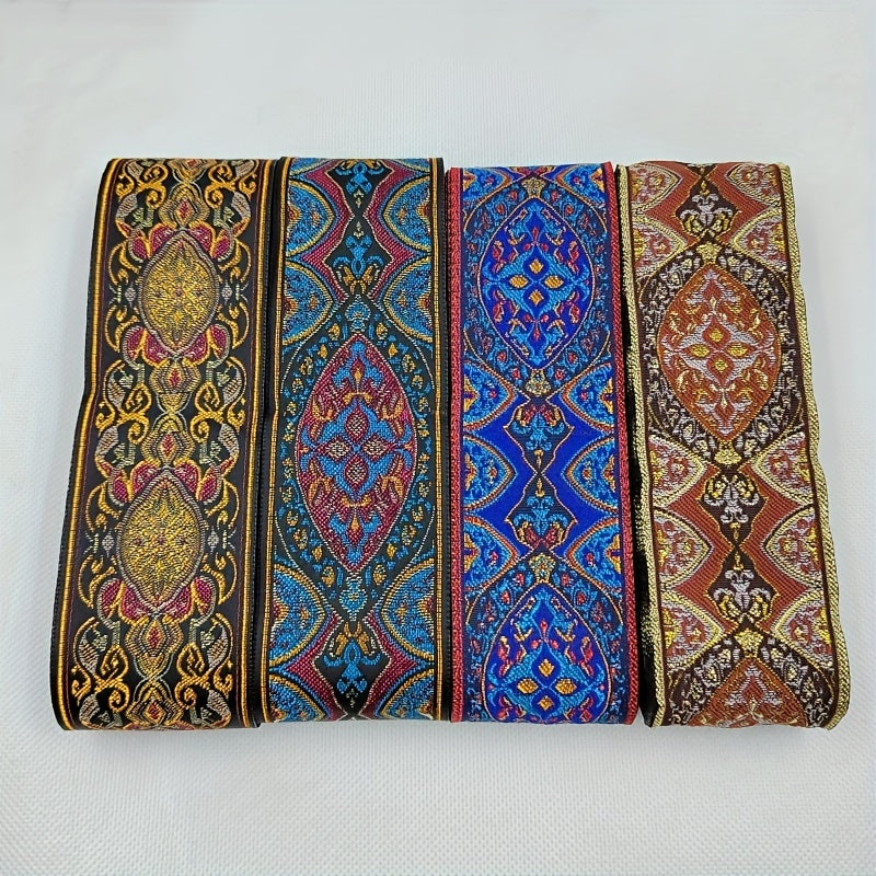Jacquard Trim Lace Ribbon Floral Embroidery Woven Trimming DIY Craft 2 Yards