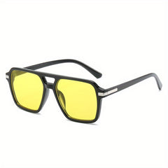 Men's Square Frame Double Beam Sunglasses