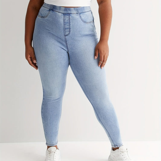 Elastic Waisted High Stretch Denim Pants