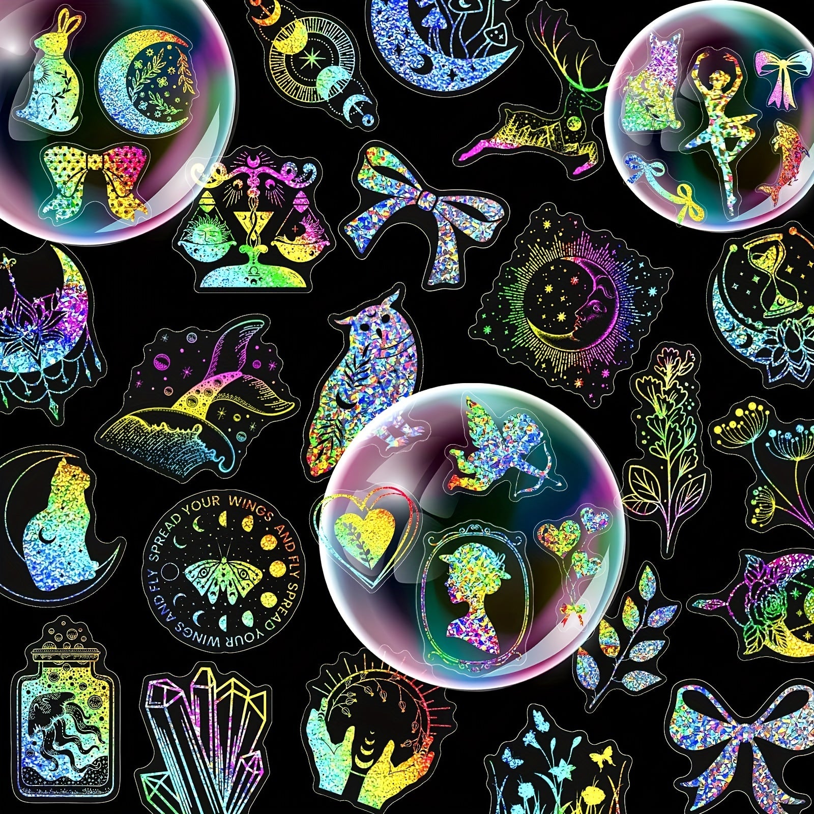 300pcs Holographic Butterfly Stickers for DIY Scrapbook Journal
