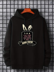 Men's Letter Print Hoodie Casual Drawstring Hooded Sweatshirt